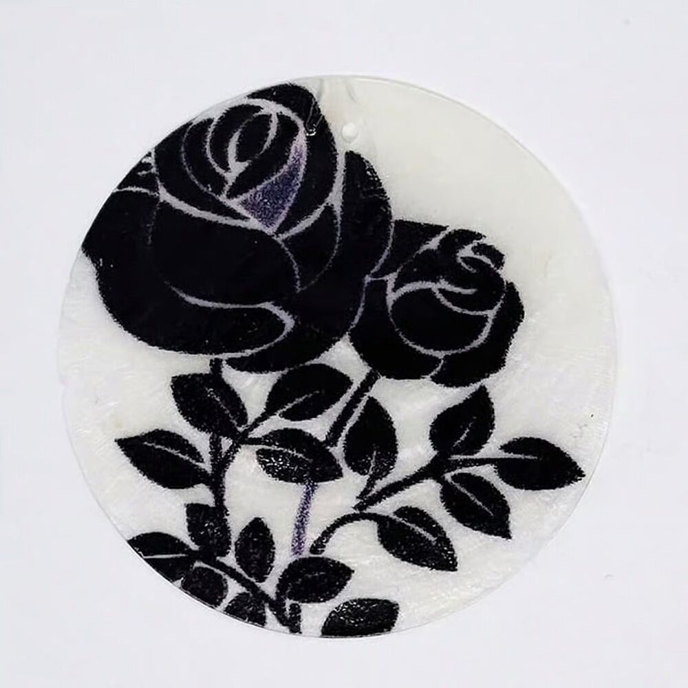 1pcs Beads for Jewelry #18350 Printed Capiz Shell Pendant
